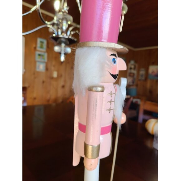 Christmas Nutcracker Soldier Wooden Statue Pink Holiday Decor Table Decoration - Picture 4 of 10